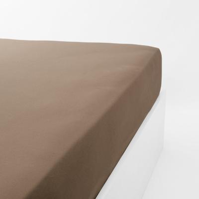 LINANDELLE Drap housse jersey extensible en coton marron 120x200 cm
