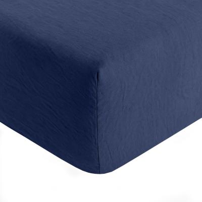 BATON ROUGE  - Drap housse 100% Lin Bleu Cobalt bleu