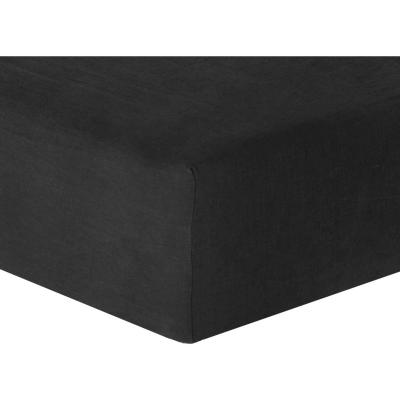 FEBRONIE Drap housse lin lav&eacute; caviar 180x200x40