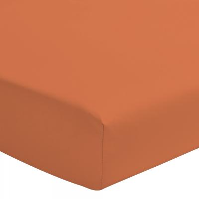 COUETTES ET CETERA Drap housse percale de coton - Bonnet 30cm - Orange - 160x200 cm
