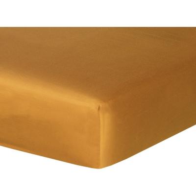 FEBRONIE Drap housse satin de coton jaune safran 160x200x30
