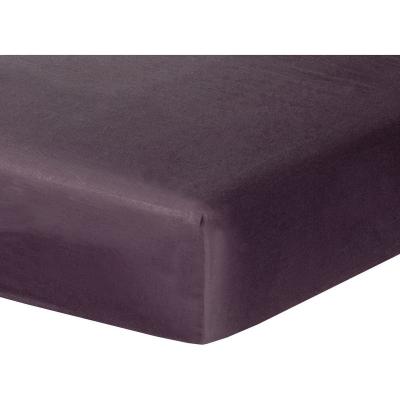 FEBRONIE Drap housse satin de coton prune 160x200x30