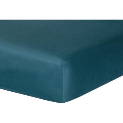 FEBRONIE Drap housse satin de coton vert canard 160x200x30