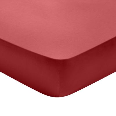 DODO Drap housse Satin de coton Coloris Rouge 160x200 cm - 