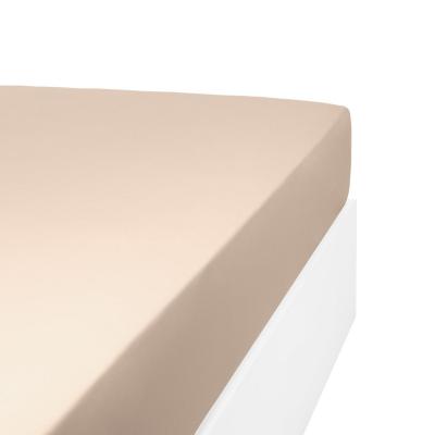 LINANDELLE Drap housse uni 200 fils en de coton beige fonc&eacute; 160x200 cm