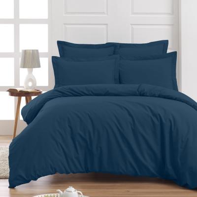SENSEI MAISON Drap plat en percale de coton indigo 180x290 cm