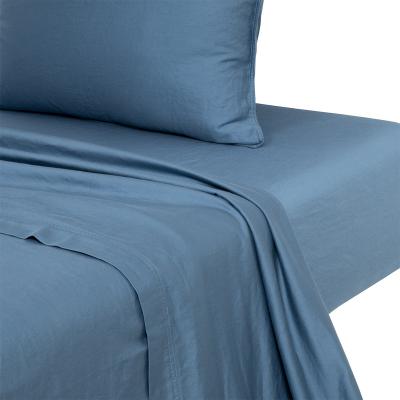 DESFORGES Drap plat en satin de coton lav&eacute; bleu 240 x 300 cm