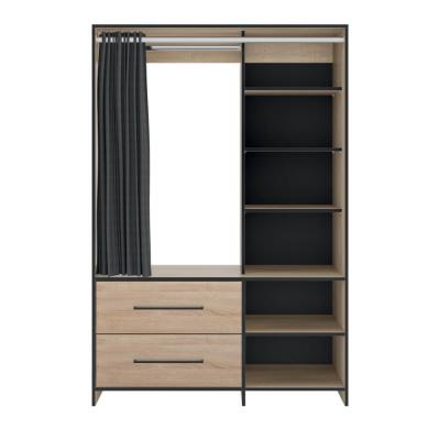 Dressing avec penderie et 2 tiroirs 122x50x182,1 cm noir et ch&ecirc;ne