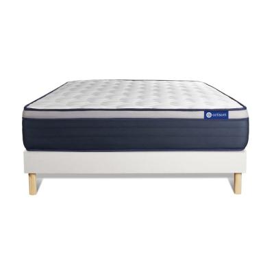 ACTISOM Ensemble 120x200 Matelas M&eacute;moire de forme Sommier kit Blanc