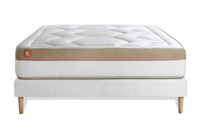 MARMOTTES & CO Ensemble LE COSY Memoire de forme 7 zones de confort sommier kit Blanc