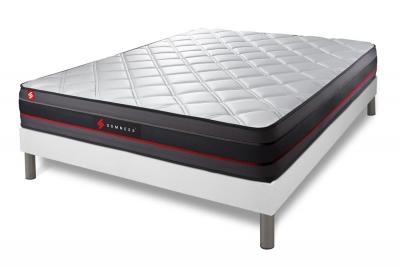SOMNESS Ensemble 200x200 matelas REGEN &agrave; m&eacute;moire de forme + sommier kit blanc