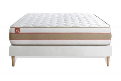 MARMOTTES & CO Ensemble LE D&Eacute;LICAT Ressorts ensaches Memoire de forme 5 zones de confort et sommier kit Blanc