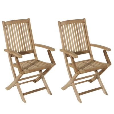 MACABANE  Lot de 2 fauteuils pliants en teck massif Lombock - Teck