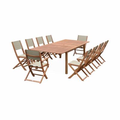 SWEEEK Ensemble de jardin en bois eucalyptus 10 places gris