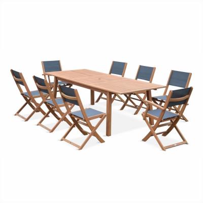 SWEEEK Ensemble de jardin en bois eucalyptus 8 places anthracite