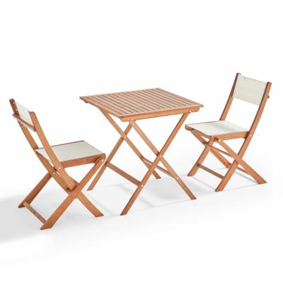 OVIALA Ensemble table carr&eacute;e pliante et 2 chaises pliantes blanches - Blanc