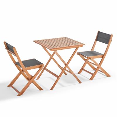OVIALA Ensemble table carr&eacute;e pliante (70 x 70 cm) + 2 chaises pliantes