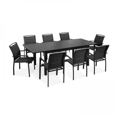 OVIALA Salon de jardin 8 places en aluminium table extensible