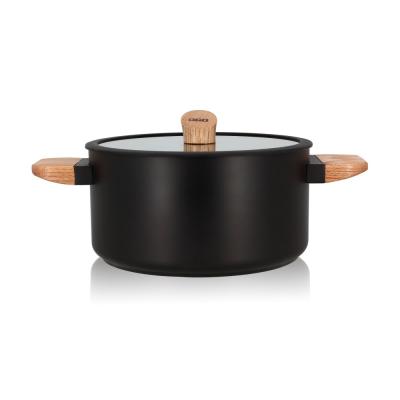 OGO Faitout  Ector en Aluminium et manche en bois 24 cm Noir