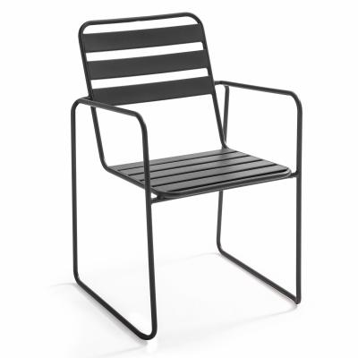 OVIALA  - Fauteuil de jardin en acier anthracite - Gris