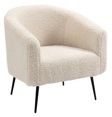 NORDLYS Fauteuil de Salon Scandinave Design Pieds Metal Laine - Blanc
