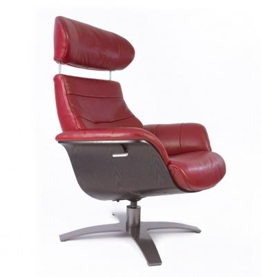  Fauteuil en cuir et bois noir My New Design - V&eacute;ga - Cuir Rouge