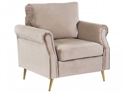 BELIANI  - Fauteuil en velours taupe VIETAS