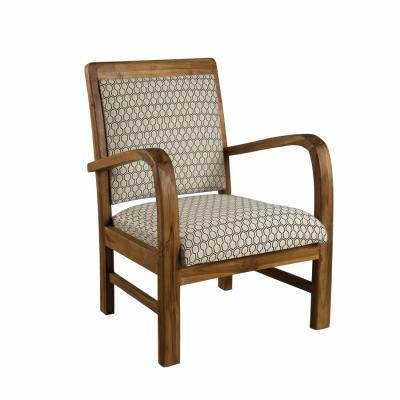 MACABANE Fauteuil en teck et coton imprim&eacute; hexagones Scandi - imprim&eacute;