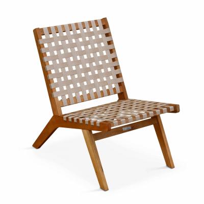 OVIALA  Fauteuil Relax en Bois d'eucalyptus Taupe