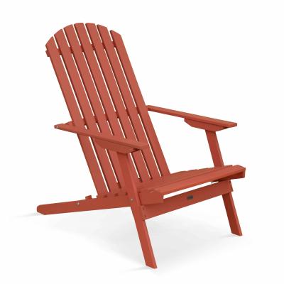 OVIALA Fauteuil relax pliant en bois d'eucalyptus terracotta