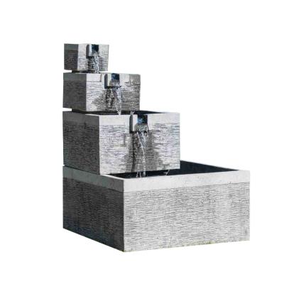 WANDA COLLECTION  Fontaine de jardin bassin carr&eacute; 4 coupes noir gris