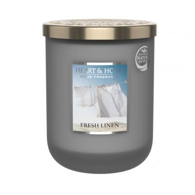 HEART AND HOME Bougie grand mod&egrave;le 340g Linge frais - Heart & Home