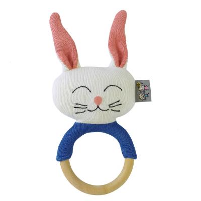 SEVIRA KIDS  Hochet en Bois et Coton Bio - Lapin - D&egrave;s 3 mois