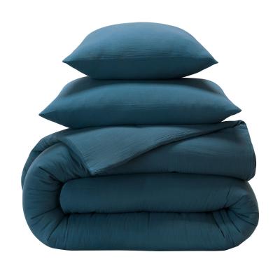 BECQUET Housse de couette DOUBLE GAZE bleu canard en double gaz de coton