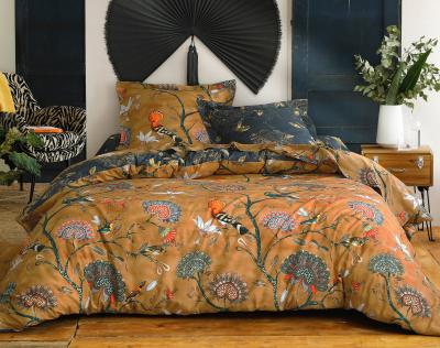 BECQUET Housse de couette r&eacute;versible en coton JARDIN EXTRAORDINAIRE - jaune