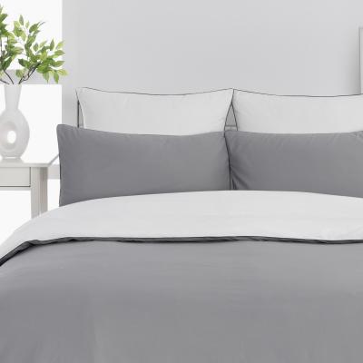 SENSEI MAISON Housse de couette bicolore en percale coton gris/blanc 260x240 cm