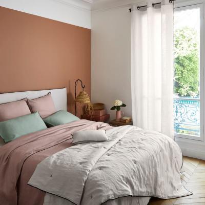 MADURA Housse de couette 260x240 cm Rose poudr&eacute; et bourdon noir en Lin