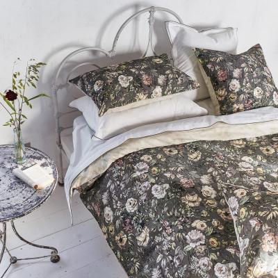 DESIGNERS GUILD Housse de couette imprim&eacute;e MANSUR en satin de coton marron