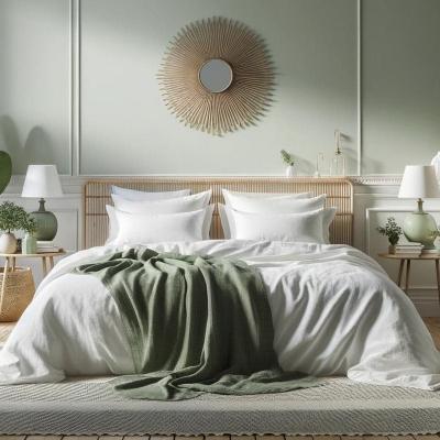 FEBRONIE Housse de couette lin lav&eacute; blanc neige 240x220