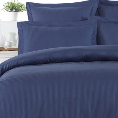 SENSEI MAISON Housse de couette ray&eacute;e r&eacute;versible en satin Marine 240x220 cm