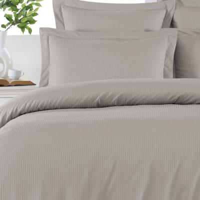 SENSEI MAISON Housse de couette ray&eacute;e r&eacute;versible en satin Taupe 260x240 cm