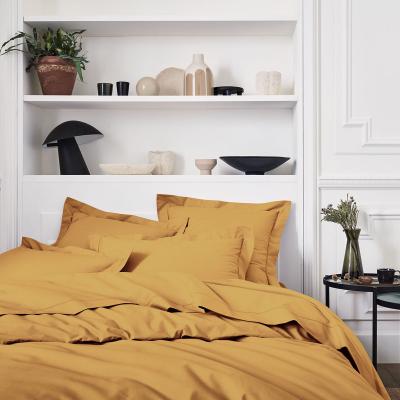 ESSIX Housse de couette unie en percale de coton jaune 240x220