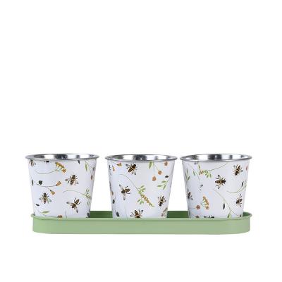  Jardini&egrave;re en zinc 3 pots abeilles