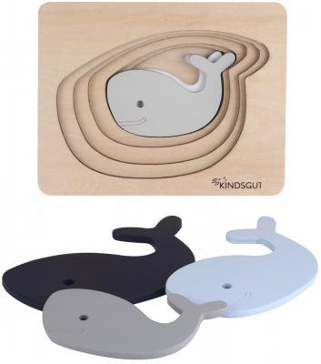 KINDSGUT Puzzle animaux baleine en bois multicolore - 
