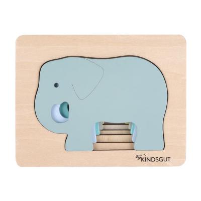KINDSGUT Puzzle animaux elephant en bois multicolore - 
