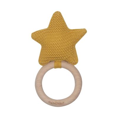 KINDSGUT Jouet &Agrave; Saisir En Crochet -  - Jaune - Hochet Et Anneau De Dentition - 100% Coton Jaune