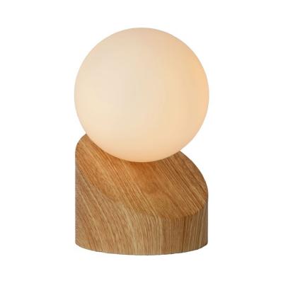 LUCIDE LEN-Lampe &agrave; poser imitation Bois et Verre interrupteur tactile &Oslash;10cm