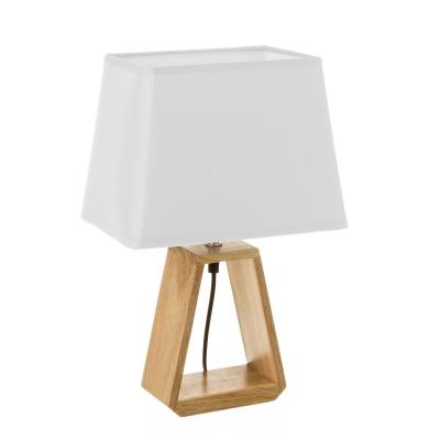 UNIMASA Lampe &agrave; Poser Triangle Bois et Abat-jour Blanc - Hauteur 41cm