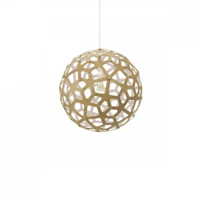 DAVID TRUBRIDGE Lampe coral color&eacute;e 40cm bambou et blanc