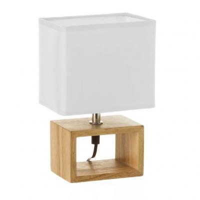 WADIGA Lampe &agrave; Poser Rectangle Bois Abat-jour Blanc - Blanc